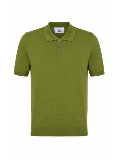 Polo in filato di cotone Oliva Alpha Studio | AU-5001B1015